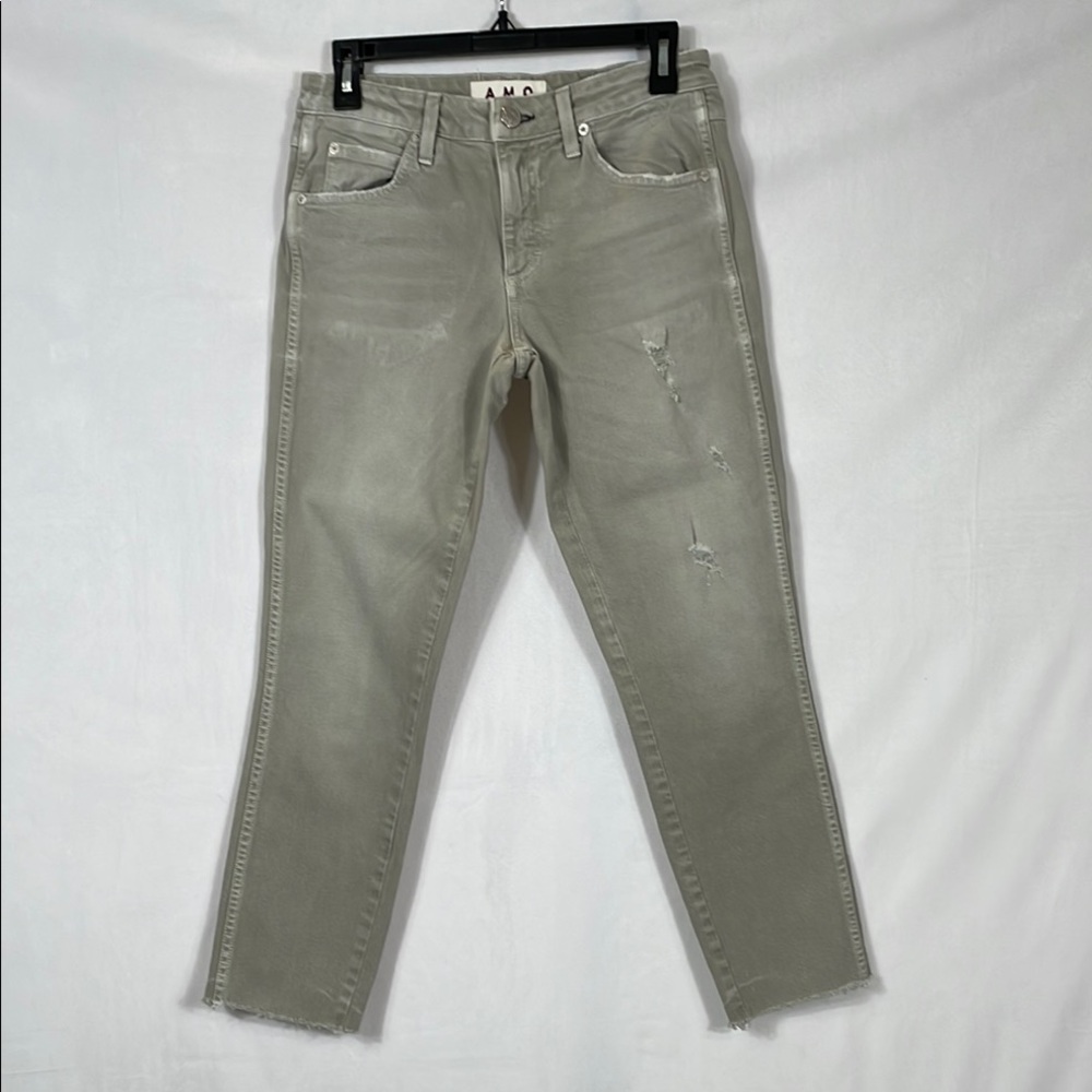 AMO Stix Crop Jeans Size 27 Tan Color Light Distressing